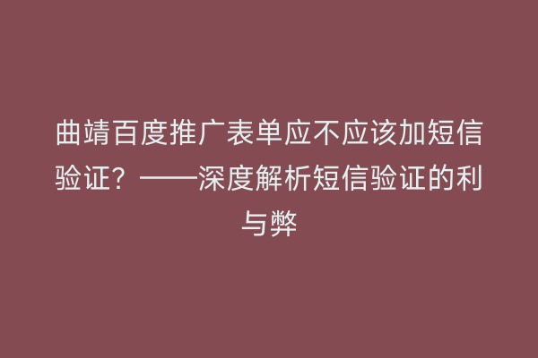 曲靖百度推广表单应不应该加短信验证?——深度解析短信验证的利与弊