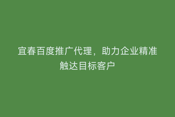 宜春百度推广代理,助力企业精准触达目标客户