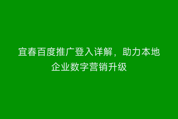 宜春百度推广登入详解,助力本地企业数字营销升级