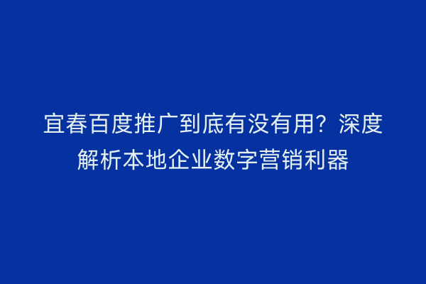 宜春百度推广到底有没有用？深度解析本地企业数字营销利器