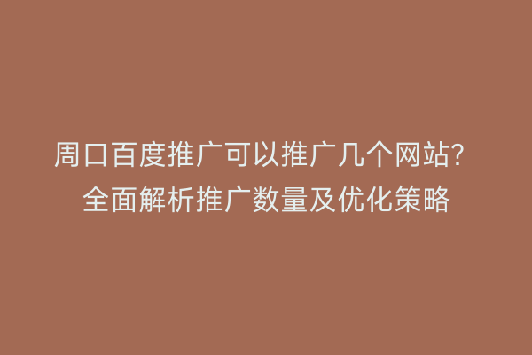 周口百度推广可以推广几个网站?全面解析推广数量及优化策略