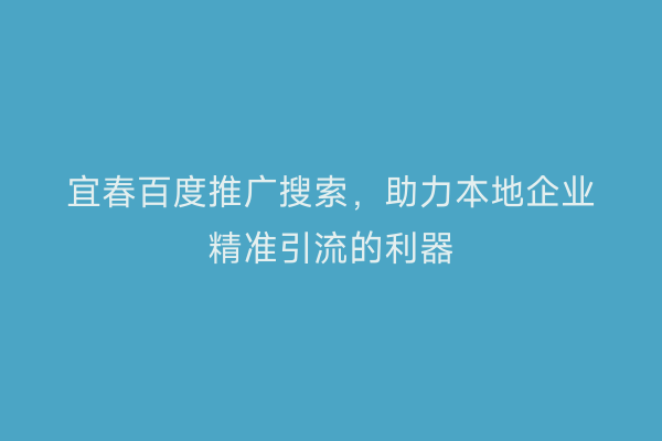 宜春百度推广搜索，助力本地企业精准引流的利器