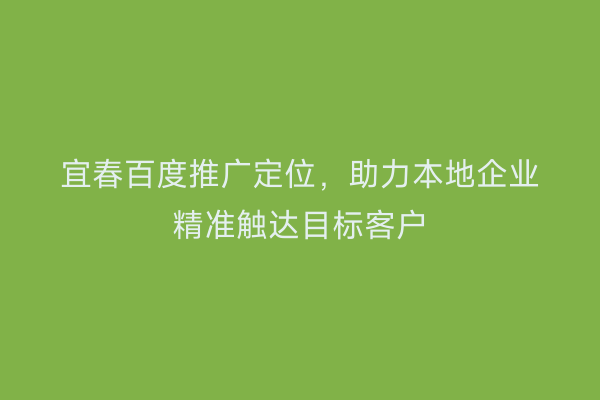 宜春百度推广定位,助力本地企业精准触达目标客户