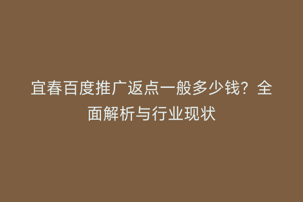 宜春百度推广返点一般多少钱?全面解析与行业现状
