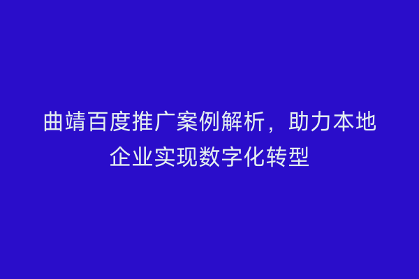 曲靖百度推广案例解析,助力本地企业实现数字化转型
