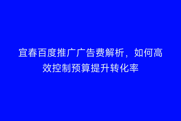 宜春百度推广广告费解析,如何高效控制预算提升转化率