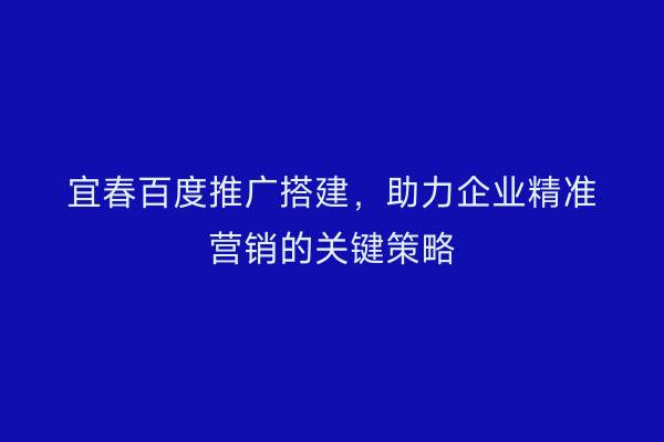 宜春百度推广搭建,助力企业精准营销的关键策略