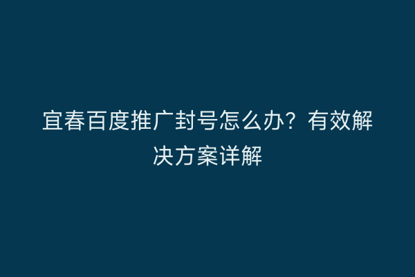 宜春百度推广封号怎么办?有效解决方案详解