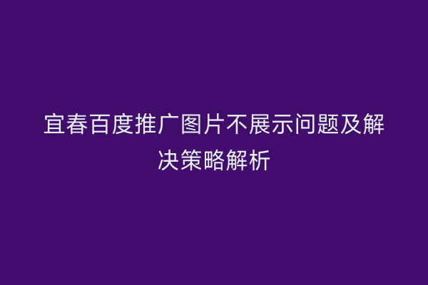 宜春百度推广图片不展示问题及解决策略解析