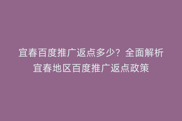 宜春百度推广返点多少?全面解析宜春地区百度推广返点政策