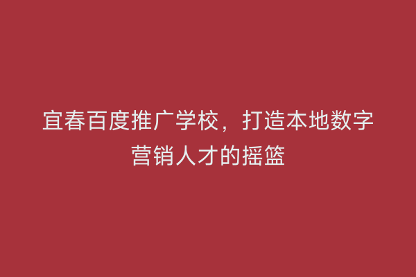 宜春百度推广学校,打造本地数字营销人才的摇篮