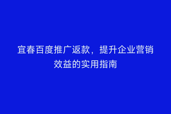 宜春百度推广返款,提升企业营销效益的实用指南