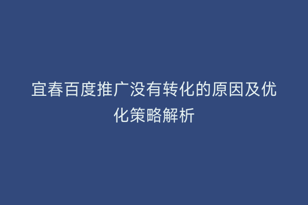 宜春百度推广没有转化的原因及优化策略解析