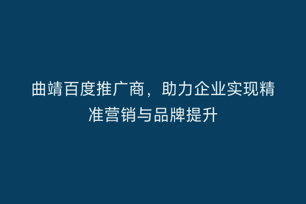 曲靖百度推广商,助力企业实现精准营销与品牌提升