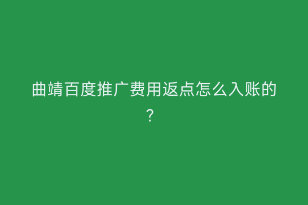 曲靖百度推广费用返点怎么入账的?
