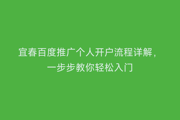宜春百度推广个人开户流程详解,一步步教你轻松入门