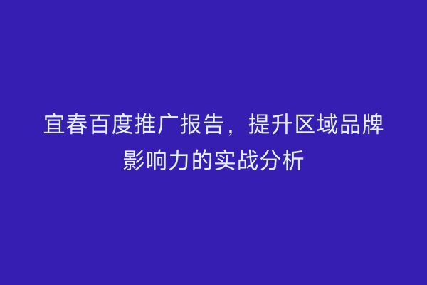 宜春百度推广报告,提升区域品牌影响力的实战分析