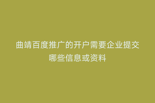 曲靖百度推广的开户需要企业提交哪些信息或资料