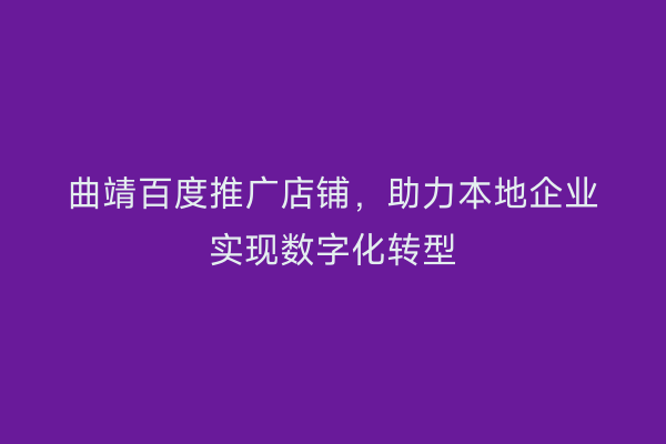 曲靖百度推广店铺,助力本地企业实现数字化转型