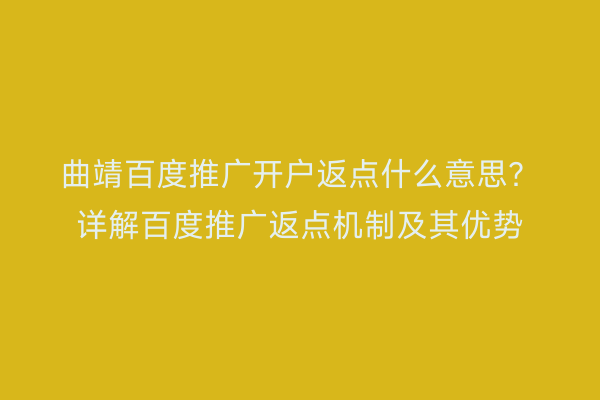曲靖百度推广开户返点什么意思?详解百度推广返点机制及其优势