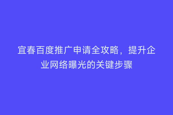 宜春百度推广申请全攻略，提升企业网络曝光的关键步骤