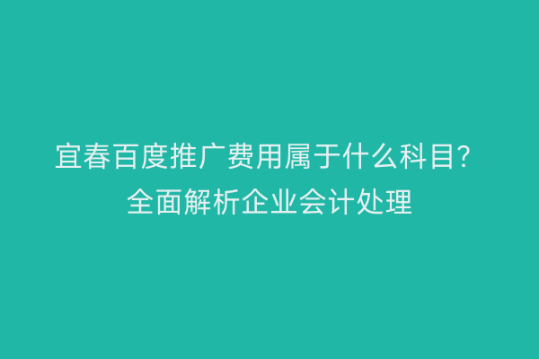 宜春百度推广费用属于什么科目?全面解析企业会计处理