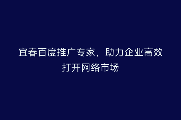 宜春百度推广专家，助力企业高效打开网络市场