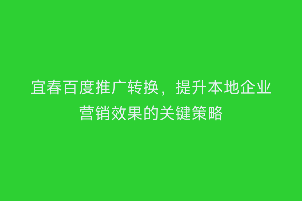 宜春百度推广转换，提升本地企业营销效果的关键策略