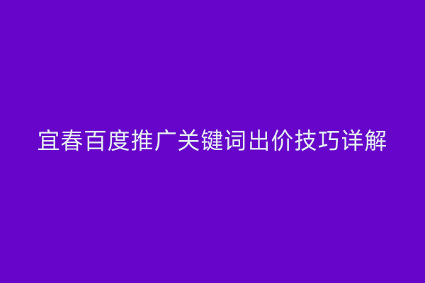 宜春百度推广关键词出价技巧详解
