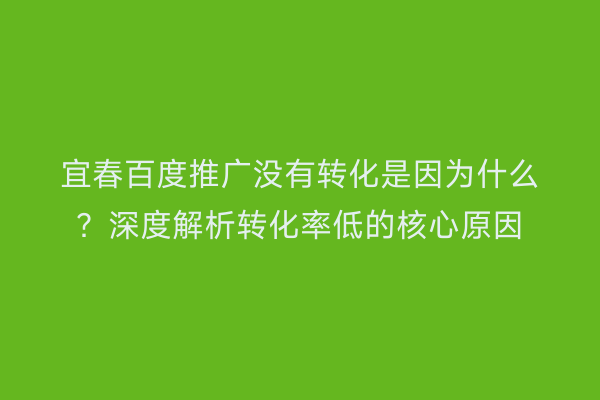 宜春百度推广没有转化是因为什么？深度解析转化率低的核心原因