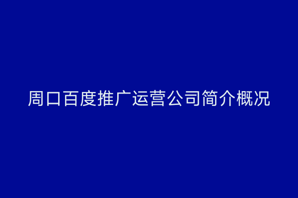 周口百度推广运营公司简介概况