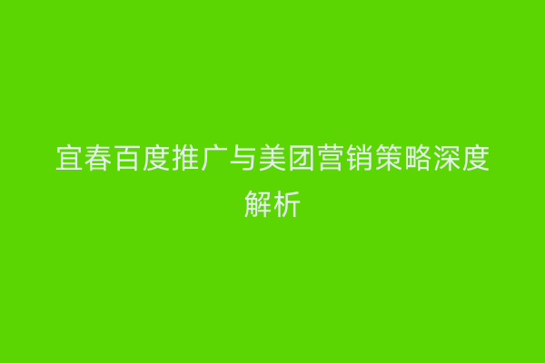 宜春百度推广与美团营销策略深度解析