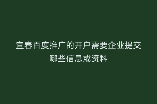 宜春百度推广的开户需要企业提交哪些信息或资料