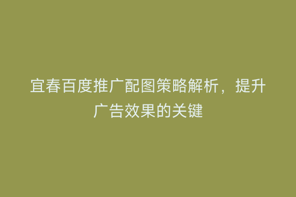 宜春百度推广配图策略解析,提升广告效果的关键