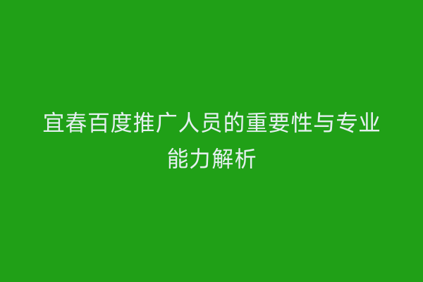 宜春百度推广人员的重要性与专业能力解析