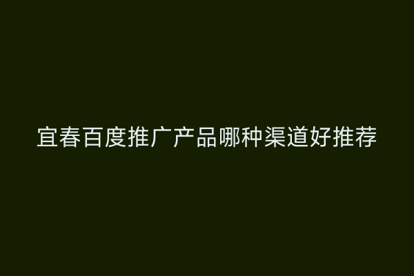 宜春百度推广产品哪种渠道好推荐