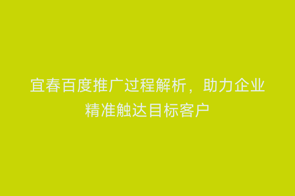 宜春百度推广过程解析，助力企业精准触达目标客户