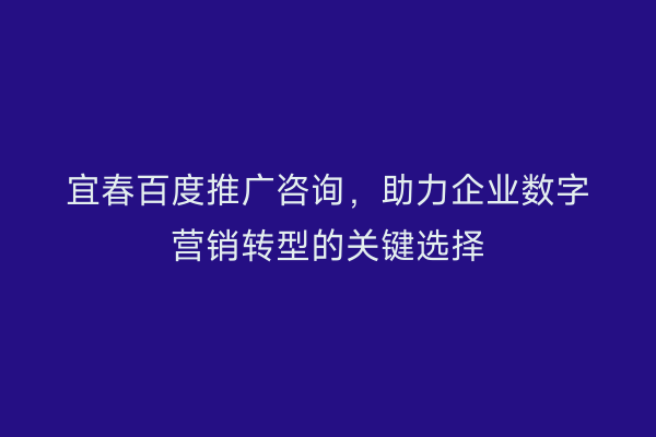 宜春百度推广咨询，助力企业数字营销转型的关键选择