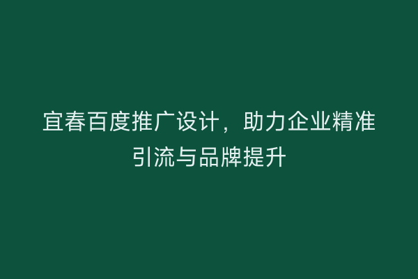 宜春百度推广设计，助力企业精准引流与品牌提升