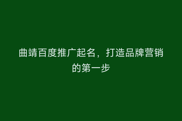 曲靖百度推广起名,打造品牌营销的第一步