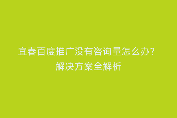宜春百度推广没有咨询量怎么办？解决方案全解析