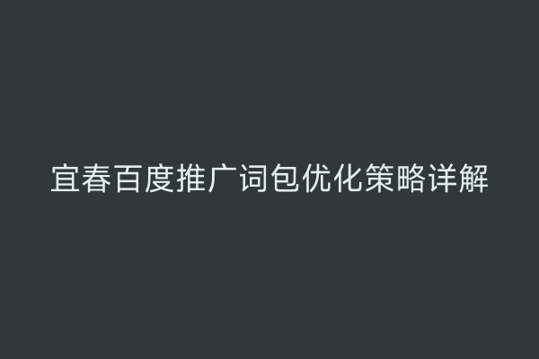 宜春百度推广词包优化策略详解