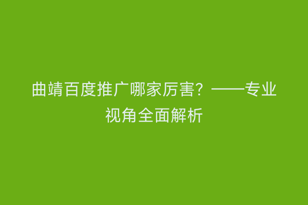 曲靖百度推广哪家厉害?——专业视角全面解析