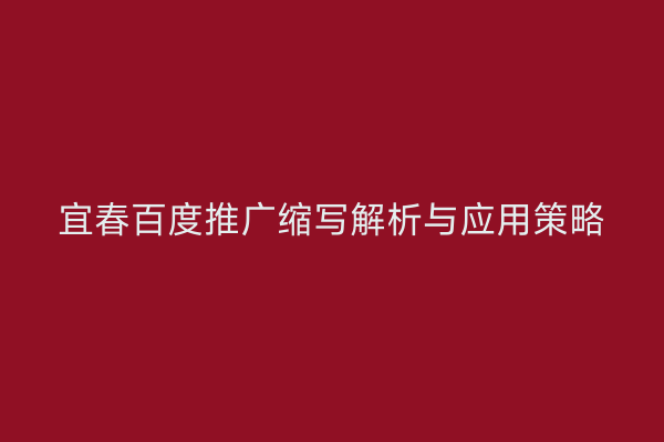 宜春百度推广缩写解析与应用策略