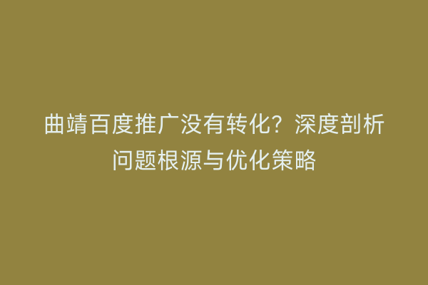 曲靖百度推广没有转化?深度剖析问题根源与优化策略