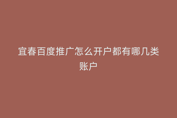 宜春百度推广怎么开户都有哪几类账户