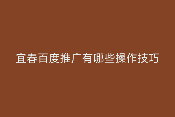 宜春百度推广有哪些操作技巧