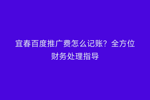 宜春百度推广费怎么记账?全方位财务处理指导