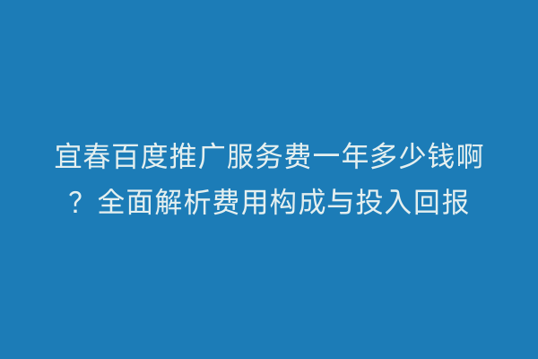 宜春百度推广服务费一年多少钱啊?全面解析费用构成与投入回报