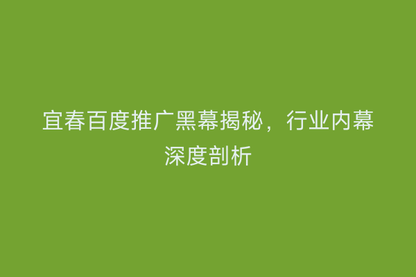 宜春百度推广黑幕揭秘,行业内幕深度剖析